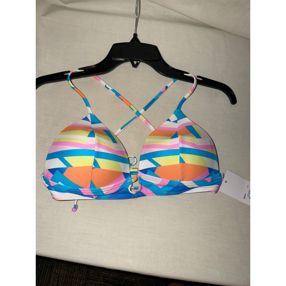Kohls Block Party Molded Push Up Bikini Top Geometric Abstract Multi Color L